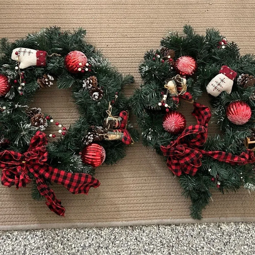 Festive Holiday Wreath with Red Accents